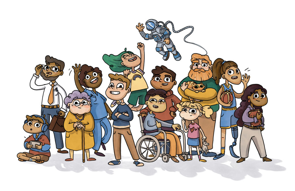 Image of many people from different ages, races to represent diversity, equity and inclusion.