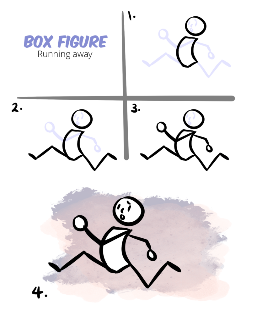 Box figure running away.